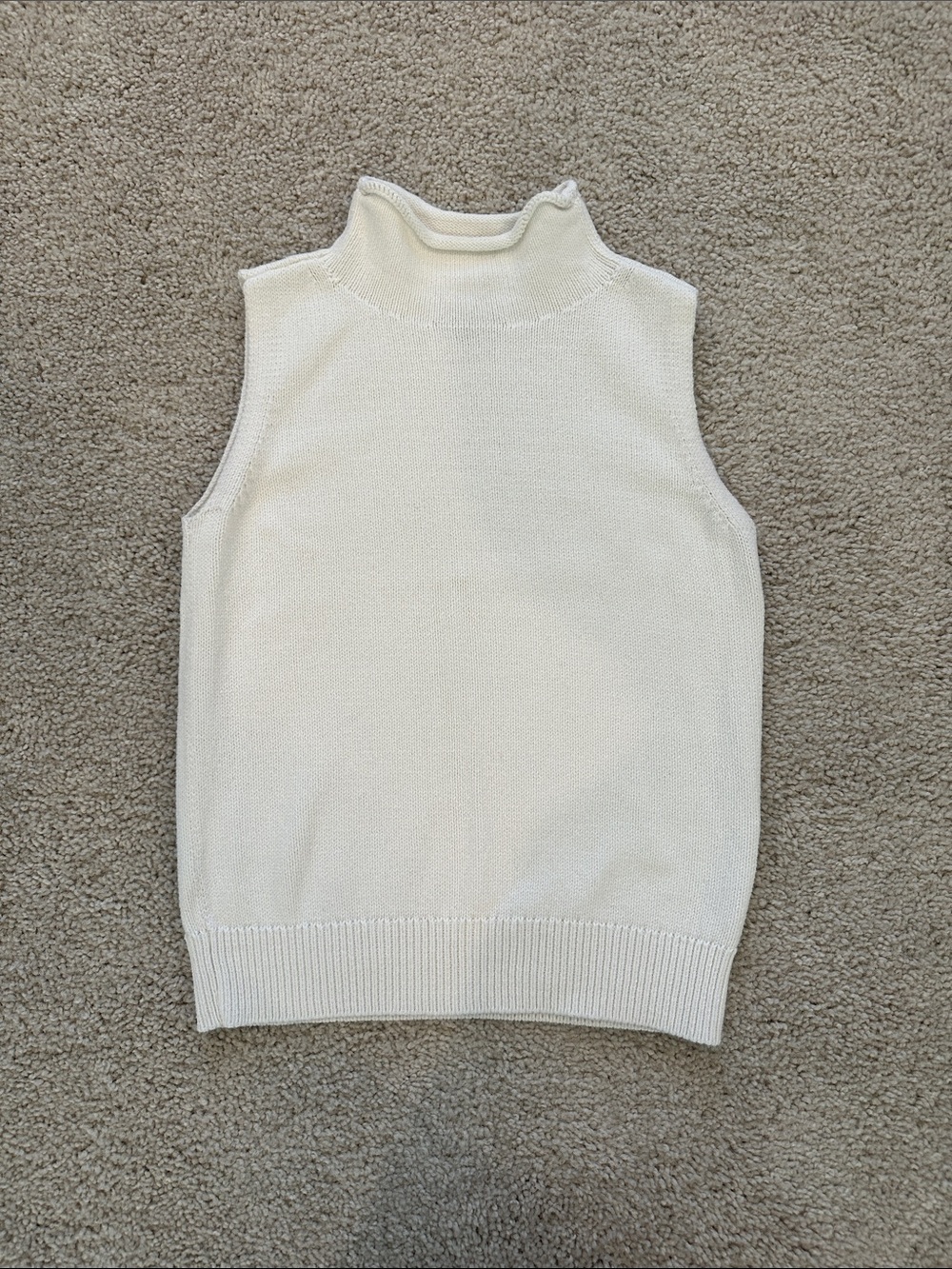 LOFT Outlet Cream Sleeveless Mockneck Knit Top